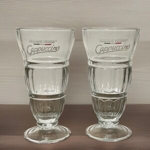 Maxwell House Cappuccino Glass Cups Clear Footed Dessert Ice Cream Sundae Set/2